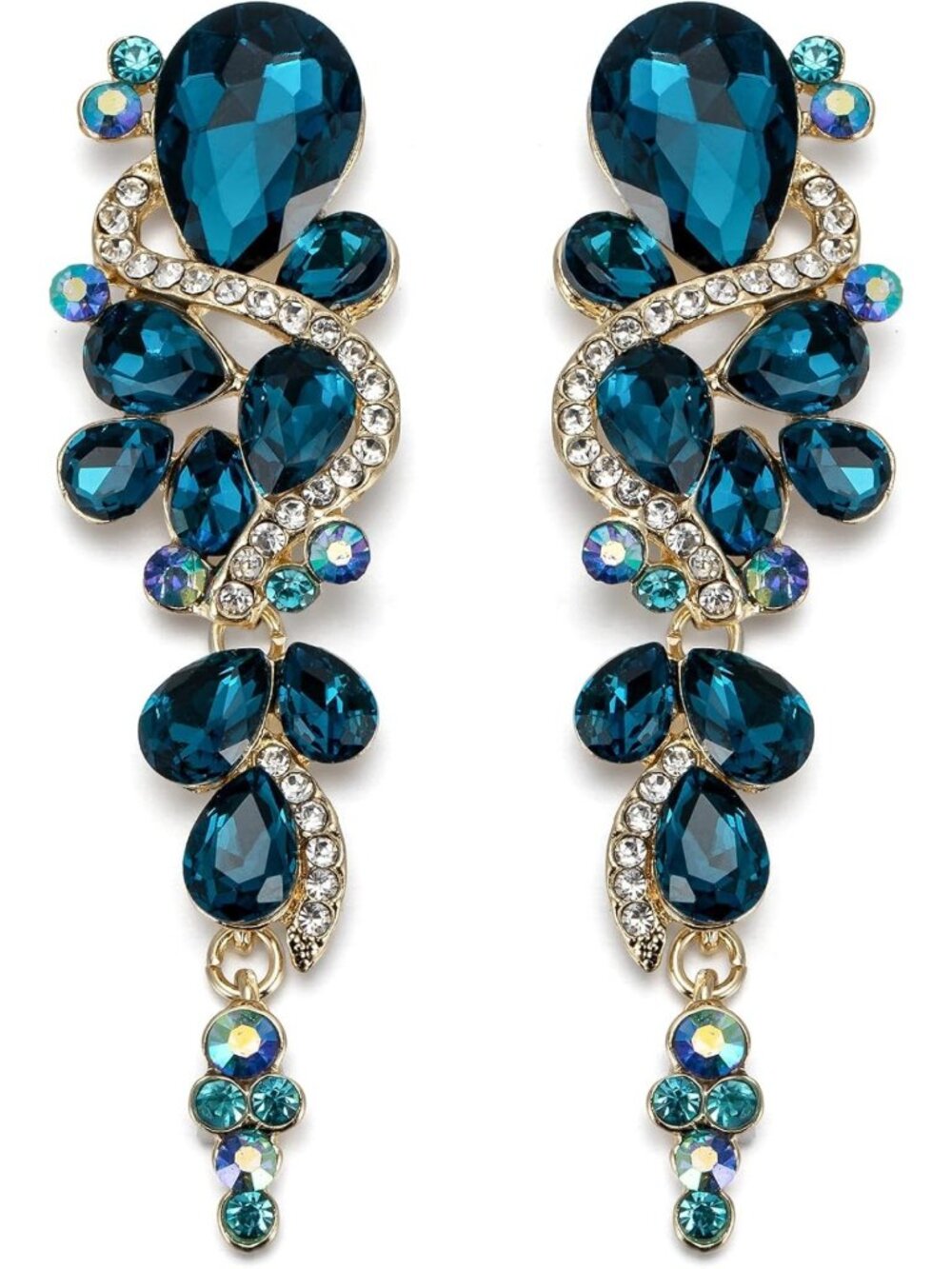 Bohemian Crystal Teardrop Chandelier Earrings for Weddings & Special Events